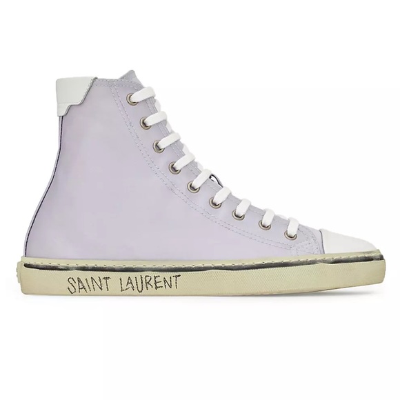 YSL Saint Laurent Malibu Mid-top Sneakers Leather Purple Women’s EU 36/US 6 - Picture 1 of 10